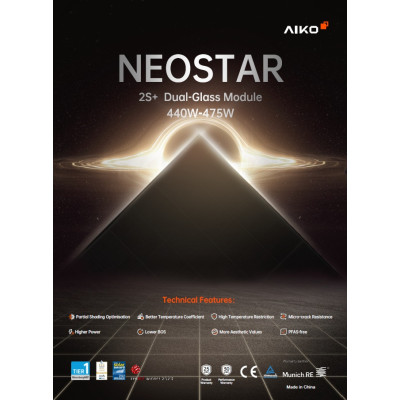 Купить солнечную панель AIKO NEOSTAR A460-MAH54Db мощностью 460Вт для солнечной электростанции в нашем интернет магазине sanevv.com.ua