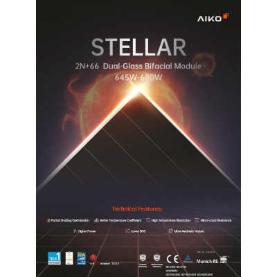 Купити сонячну панель AIKO STELLAR A650-GRH66Dw потужністю 650Вт для сонячної електростанції у нашому інтернет магазині sanevv.com.ua