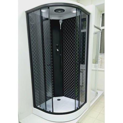 Душовий бокс с низким поддоном ARTEX BLT-90-45 чёрный профиль стекло с рисунком 90х90х215