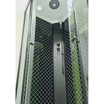 Душовий бокс с низким поддоном ARTEX BLT-90-45 чёрный профиль стекло с рисунком 90х90х215