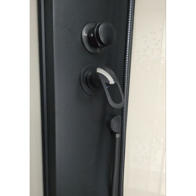 Душовий бокс с низким поддоном ARTEX BLT-90-45 чёрный профиль стекло с рисунком 90х90х215