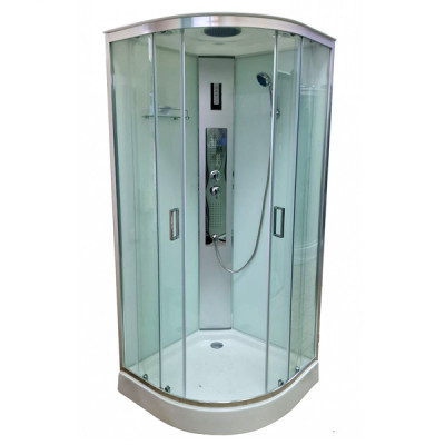 Купити не дорого Гідромасажний бокс з низьким піддоном Veronis BN-4-90 white chrome скло прозоре 90х90x215