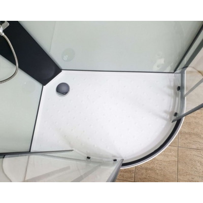 Гидромассажный бокс с низким поддоном Veronis BN-4-120 white L black стекло прозрачное чёрный профиль 120x80x215