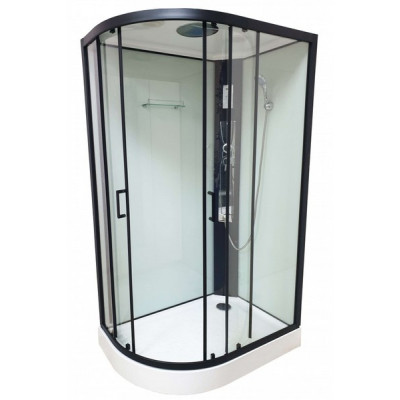 Купити не дорого Гідромасажний бокс з низьким піддоном Veronis BN-4-120 white R black скло прозоре чорний профіль 120x80x215