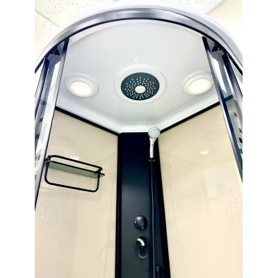 Душовий бокс с высоким поддоном ARTEX BHP-90-40 чёрный профиль стекло с рисунком 90х90х215