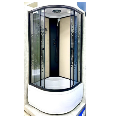 Душовий бокс с высоким поддоном ARTEX BHP-90-40 чёрный профиль стекло с рисунком 90х90х215