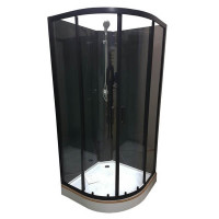 Душовий бокс з низьким піддоном Veronis BKN-1-07 скло прозоре чорний профіль без даху 90x90x193