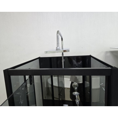 Купити не дорого Душовий бокс з низьким піддоном Veronis BKN-2-77 скло прозоре чорний профіль без даху 70x70x225