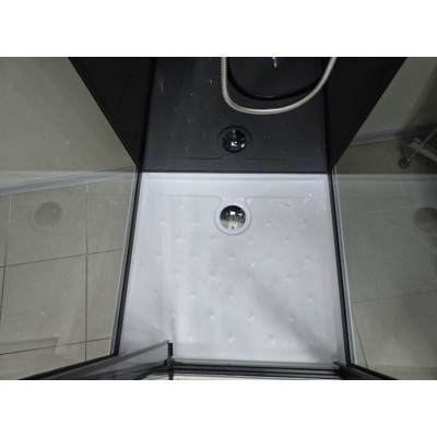 Купити не дорого Душовий бокс з низьким піддоном Veronis BKN-2-77 скло прозоре чорний профіль без даху 70x70x225