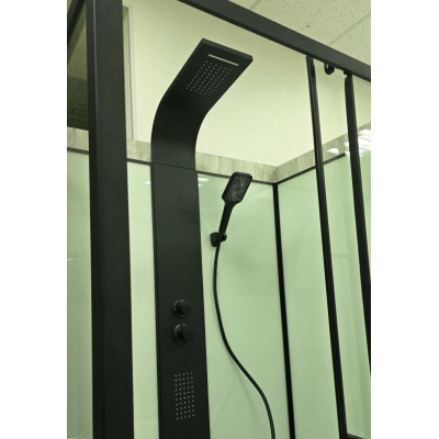 Купити не дорого Гідромасажний бокс з низьким піддоном Veronis BN-11-120 black скло прозоре чорний профіль 120x90x235