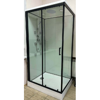 Купити не дорого Гідромасажний бокс з низьким піддоном Veronis BN-810 L скло прозоре чорний профіль 100x80x215