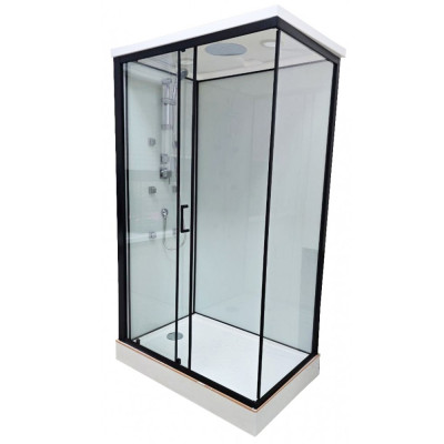 Купити не дорого Гідромасажний бокс з низьким піддоном Veronis BN-810 L скло прозоре чорний профіль 100x80x215