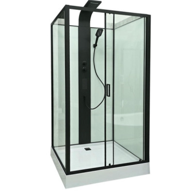 Купити не дорого Гідромасажний бокс з низьким піддоном Veronis BN-11-120 black скло прозоре чорний профіль 120x90x235