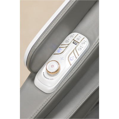 Не дорого Кресло массажное Manzoku TAIKO Ultrasound White бело-серое для роста до 190см и весом до 130кг