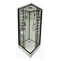 Душовий бокс з низьким піддоном ARTEX BST-90-43 чорний профіль скло з малюнком 90х90х215