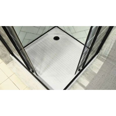 Купити не дорого Душовий бокс з низьким піддоном ARTEX BST-80-43 чорний профіль скло з малюнком 80х80х215