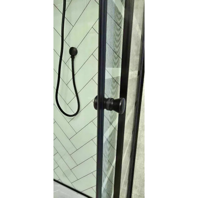 Купити не дорого Душовий бокс з низьким піддоном ARTEX BST-80-43 чорний профіль скло з малюнком 80х80х215