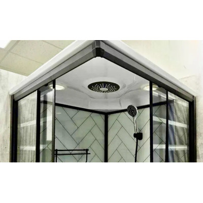 Купити не дорого Душовий бокс з низьким піддоном ARTEX BST-80-43 чорний профіль скло з малюнком 80х80х215