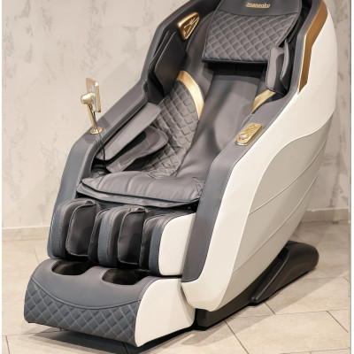 Массажное кресло MANZOKU SIMBOL WHITE бело-серое для роста до 190см и весом до 130кг