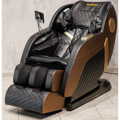 Массажное кресло MANZOKU HOKU BLACK-BROWN черно-коричневое для роста до 185см и весом до 130кг