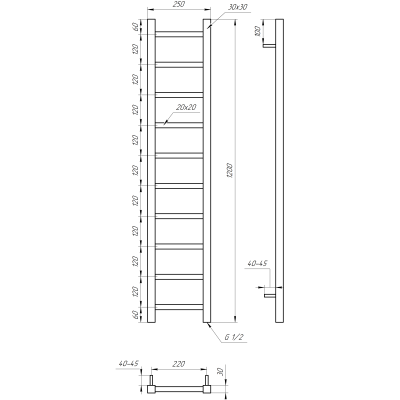 Купити Сушка для рушників комбінована Genesis Aqua Scala 25*120 за ціною виробника
