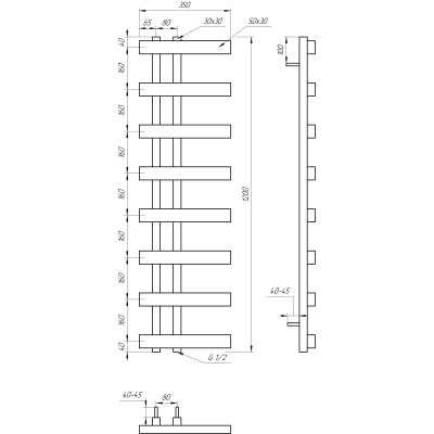 Купити Сушка для рушників комбінована Genesis Aqua Magnum Light 35*80 за ціною виробника