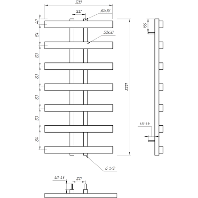 Купити Сушка для рушників комбінована Genesis Aqua Symmetry 50*100 за ціною виробника