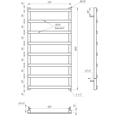 Купити Сушка для рушників комбінована Genesis Aqua Basis Light 53*120 за ціною виробника