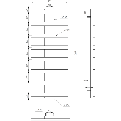 Купити Сушка для рушників комбінована Genesis Aqua Symmetry 50*100 за ціною виробника
