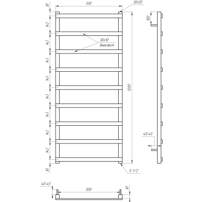Купити Сушка для рушників комбінована Genesis Aqua Basis Light 53*120 за ціною виробника