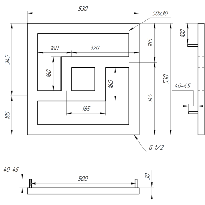 Купити Сушка для рушників комбінована Genesis Aqua Onix 53*53 за ціною виробника