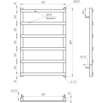 Купити Сушка для рушників комбінована Genesis Aqua Basis Light 53*120 за ціною виробника
