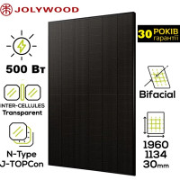 Солнечная панель JOLYWOOD JW-HD108N-R2-500W bifacial all black мощностью 500Вт