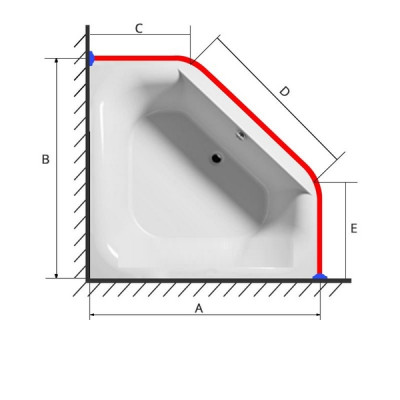 Карниз у формі трапеції з нержавіючої сталі для душової шторки під замовлення