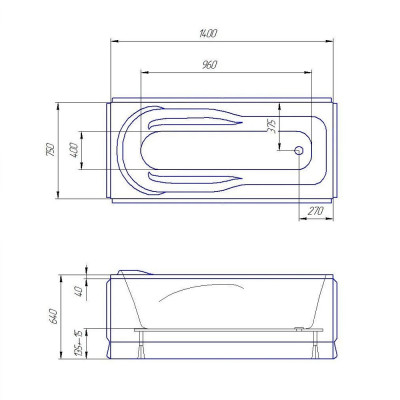 Акриловая ванна Redokss San CATANZARO 1400х750