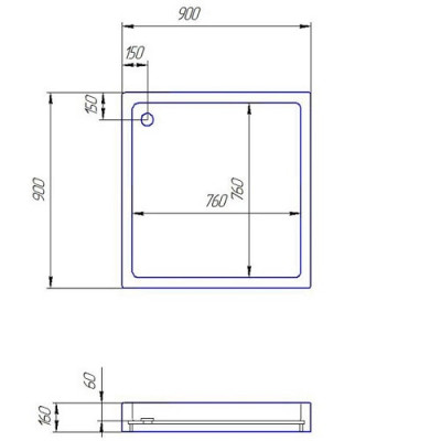 Акриловий душовий піддон SANTERNO 900х900
