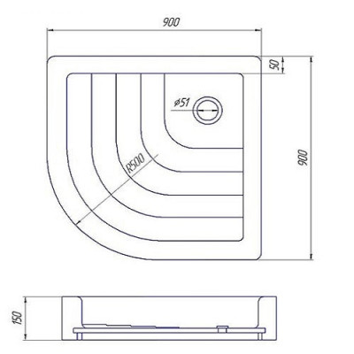 Акриловий душовий піддон CASANO 900x900