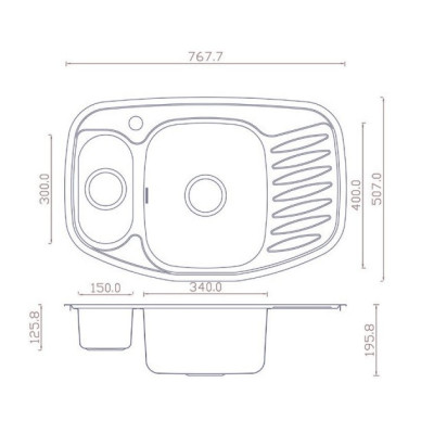 Кухонная мойка нержавеющая сталь толщиной 0,8 мм Romzha Rampa 1.5C Satin