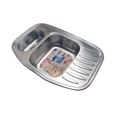 Кухонная мойка нержавеющая сталь толщиной 0,8 мм Romzha Rampa 1.5C Satin