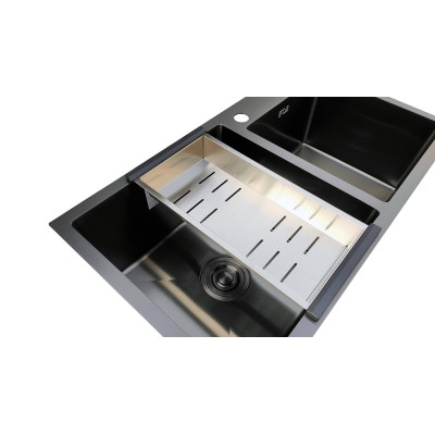 Кухонная мойка нержавеющая сталь толщиной 1.2 - 3 мм Romzha Arta U-730D BL