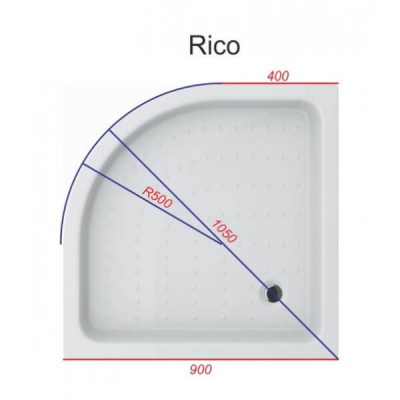 Піддон душовий напівкруглий низький RIKO SWAN панель+ніжки 90*90*15см