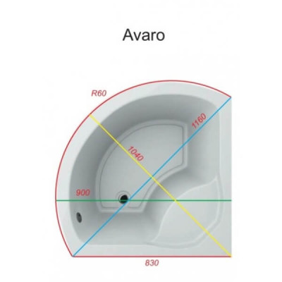 Піддон душовий напівкруглий глибокий AVARO SWAN панель+ніжки 83*83*43см